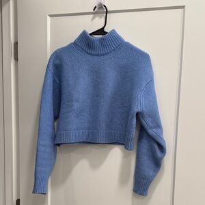 Aritzia Blue Cropped Turtleneck Sweater